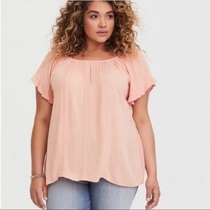 TORRID Short Sleeve Ruffle Sleeve Gauze Blouse Top size 1